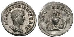 Ancient Coins - Gordian III, as Caesar. AR Denarius. Virtually as Struck.