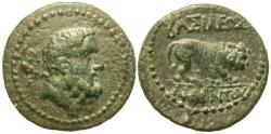 Ancient Coins - Kings of Galatia. Amyntas. Æ 24 mm. Herakles / Lion.