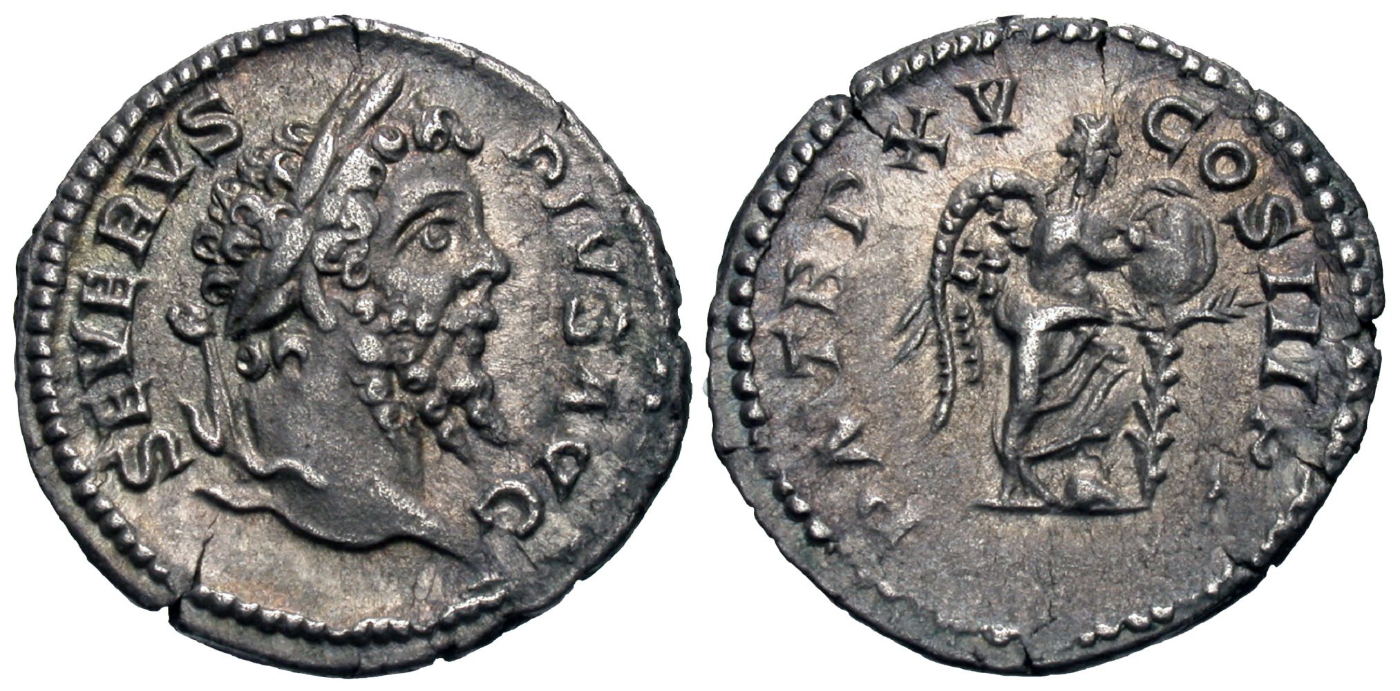 Septimius Severus. AR Denarius. Victory. | Roman Imperial Coins