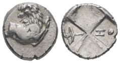 Ancient Coins - Thrace, Chersonesos. AR Hemidrachm. Lion.