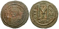 Ancient Coins - Byzantine Empire. Justinian I. Æ Follis. Nicomedia Mint. Broad Flan.