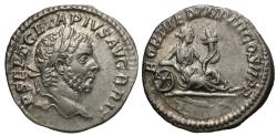 Ancient Coins - Geta, as Augustus. AR Denarius. Fortuna.