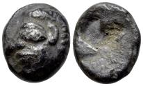 Ancient Coins - Ionia, Kolophon. AR Trihemiobol. Archaic Head of Apollo.