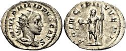 Ancient Coins - Philip II. AR Antoninianus. Lustrous.