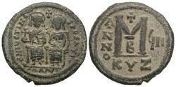 Ancient Coins - Justin II with Sophia. Æ Follis. Cyzicus Mint.