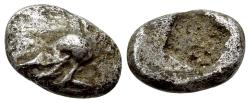 Ancient Coins - Ionia. Uncertain. AR Tetartemorion. Helmet.