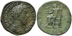 Ancient Coins - Marcus Aurelius. Æ Sestertius. Jupiter.