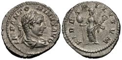 Ancient Coins - Elagabalus. AR Denarius. Fides.
