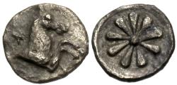 Ancient Coins - Aeolis, Kyme. AR Hemiobol. Horse / Floral Pattern.