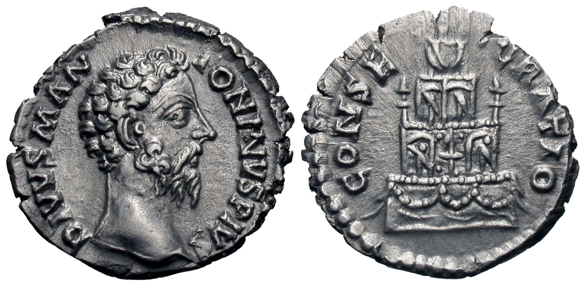 Divus Marcus Aurelius. AR Denarius. Funeral Pyre. | Roman Imperial Coins