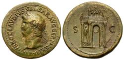 Ancient Coins - Nero. Æ Sestertius. Triumphal Arch.