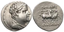 Ancient Coins - Baktria, Indo-Greek Kingdom. Eukratides I Megas. AR Drachm.