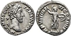 Ancient Coins - Commodus. AR Denarius. Minerva.