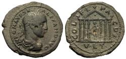 Ancient Coins - Thrace, Deultum. Severus Alexander. Æ 27 mm. Tetrastyle Temple Façade.