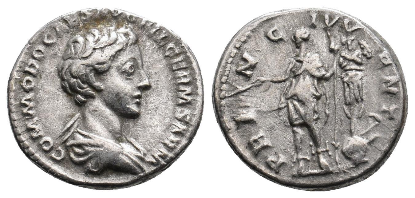 Commodus, as Caesar. AR Denarius. Commodus in Military Dress.