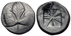 Ancient Coins - Sicily, Selinos. AR Didrachm. Selinon Leaf.