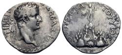 Ancient Coins - Cappadocia, Caesarea. Tiberius. AR Drachm. Mt. Argaeus.