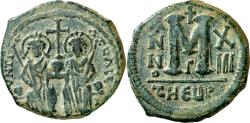 Ancient Coins - Byzantine Empire. Justin II with Sophia. Æ Follis. Theoupolis (Antioch) Mint.