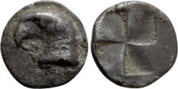 Ancient Coins - Aeolis, Kyme. AR Hemiobol. Eagle.