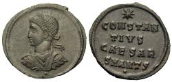 Ancient Coins - Constantius II, As Caesar. Æ Follis. Wonderful Anepigraphic Obverse.