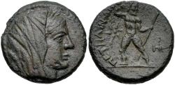 Ancient Coins - Bruttium, Petelia. Æ 20 mm. Demeter / Zeus.