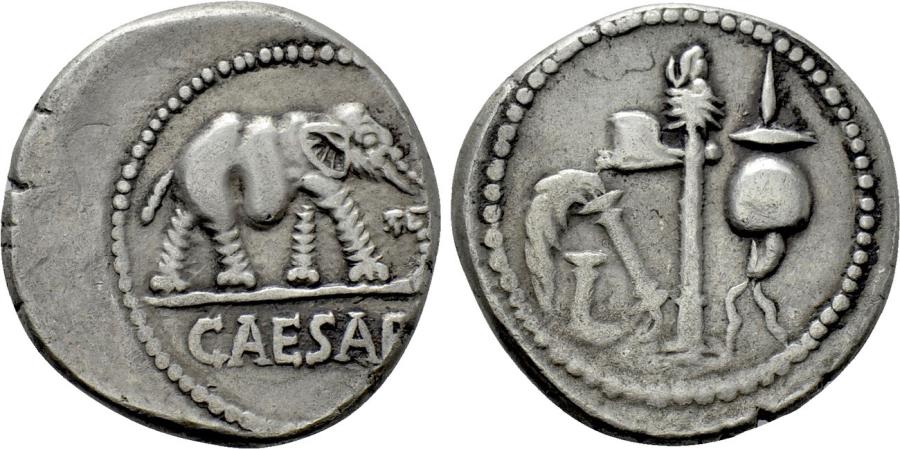 Julius Caesar. AR 'Elephant' Denarius. | Roman Republican Coins