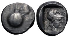 Ancient Coins - Pamphylia, Side. AR Stater. Pomegranate / Athena.