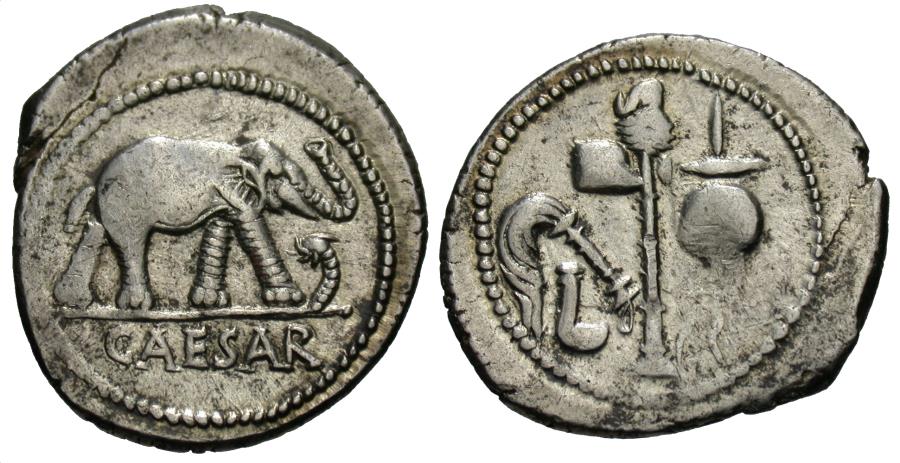 Roman Imperatorial. Julius Caesar. AR 'Elephant' Denarius. | Roman