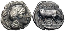 Ancient Coins - Lucania, Thurium. AR Stater. Ex Rockefeller University.