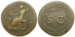 Ancient Coins - Augustus. Æ Sestertius. Rare Restitution Issue.