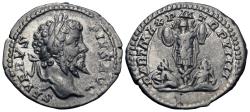 Ancient Coins - Septimius Severus. AR Denarius. Trophy o f Arms.