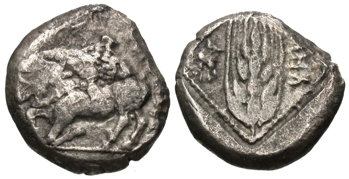 Cilicia, Tarsos. AR Stater. Lion Attacking Bull / Grain Ear. RARE.