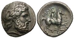 Ancient Coins - Kings of Macedon. Philip II. AR Tetradrachm. Zeus / Youth On Horseback.