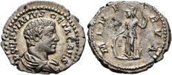 Ancient Coins - Geta, as Caesar. AR Denarius. Minerva.