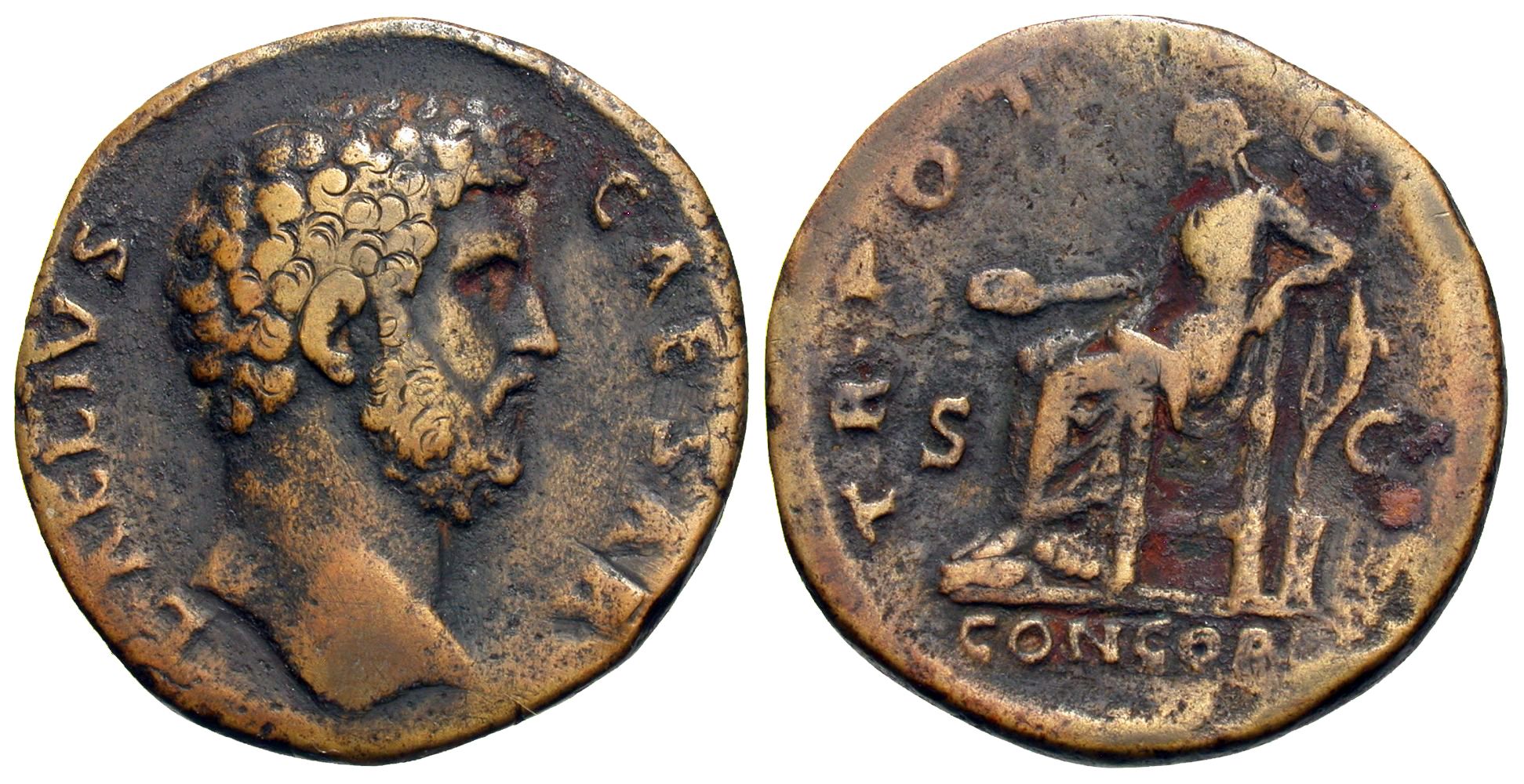 Aelius, Caesar. Æ Sestertius. Concordia. | Roman Imperial Coins