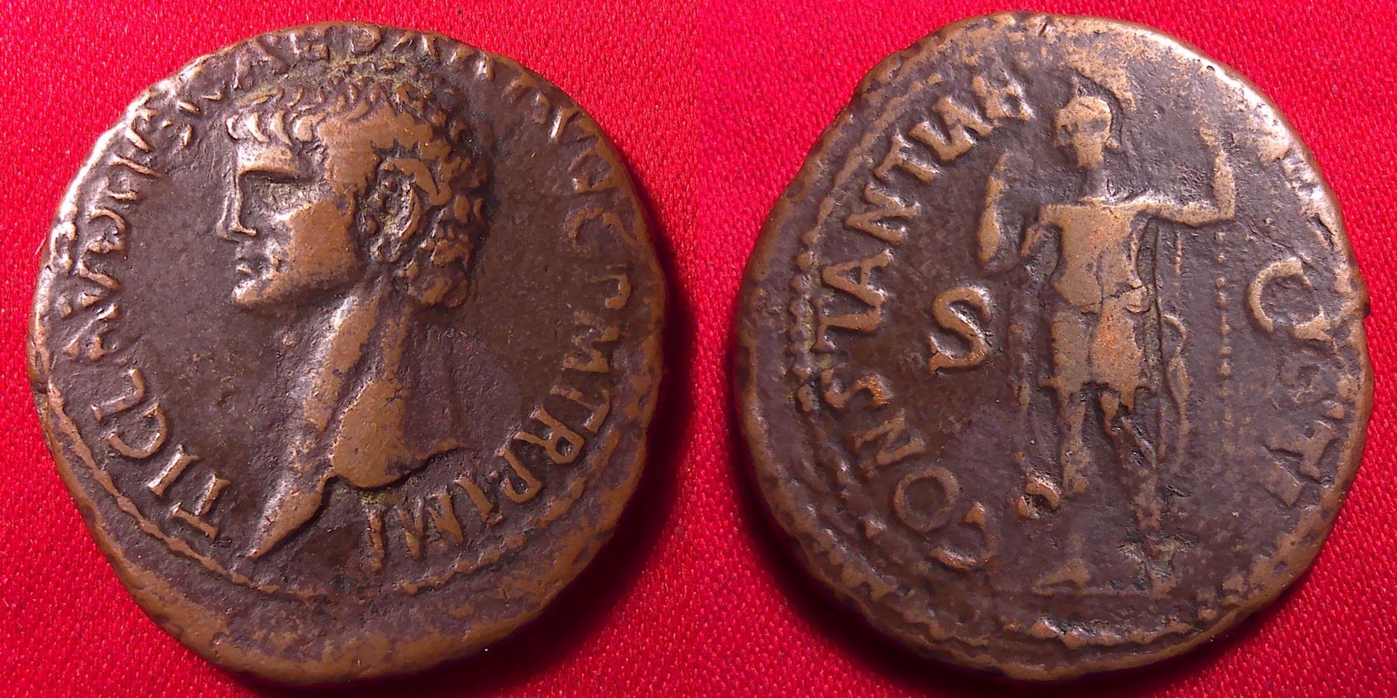 CLAUDIUS AE as. Constantia standing, holding spear. | Roman