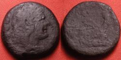 Ancient Coins - ROMAN REPUBLIC AE quadrans. Anonymous early issue, 211-206 BC. Hercules wearing lion-skin headdress. 11.4 grams.
