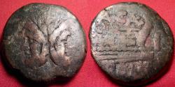 Ancient Coins - A CAECILIUS AE 32mm as. 169-158 BC. Janus, Prow of galley. 27.2g.