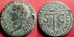 Ancient Coins - TIBERIUS AE as. Rome, 24-25 AD. Winged caduceus.