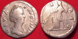 Ancient Coins - DIVA FAUSTINA I SENIOR AR silver denarius. Ceres seated left, holding torch & grain ears.