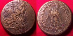 Ancient Coins - PTOLEMY III EUERGETES 34mm triobol. Eagle standing, Chi-Ro between legs.
