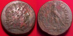 Ancient Coins - PTOLEMY IV PHILOPATOR AE 42mm drachm. 69.5 grams. Alexandria, Egypt. Eagle on thunderbolt.