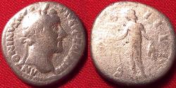 Ancient Coins - ANTONINUS PIUS AR silver denarius. Genius standing, holding patera & corn ears