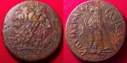 Ancient Coins - PTOLEMY III EUERGETES 34mm triobol. Eagle standing, Chi-Ro between legs.