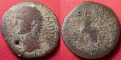 Ancient Coins - TIBERIUS AE as. Utica, Carthage. Livia seated right. Rare left facing portrait