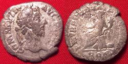 Ancient Coins - COMMODUS AR silver denarius. Roma seated left on cuirass, ROM in exergue. Rare.