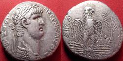 Ancient Coins - NERO AR silver tetradrachm. 62-63 AD. Eagle on thunderbolt.