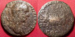 Ancient Coins - CARACALLA AE 'reduced' as. Galley sailing left. 208 AD. Rare