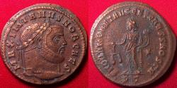 Ancient Coins - GALERIUS AE large follis. 11.3 grams! Ticinum mint, Moneta standing.