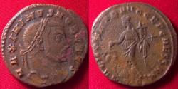 Ancient Coins - GALERIUS CAESAR AE large follis. Rome. Moneta standing, holding scales.